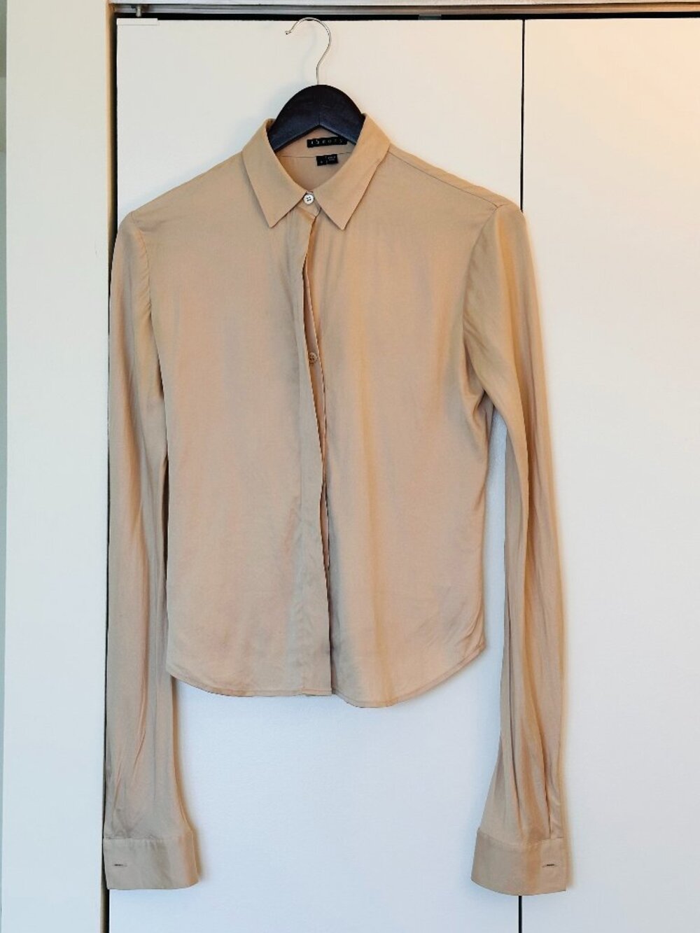 Theory Nude Silk Poplin Shirt - Size P
